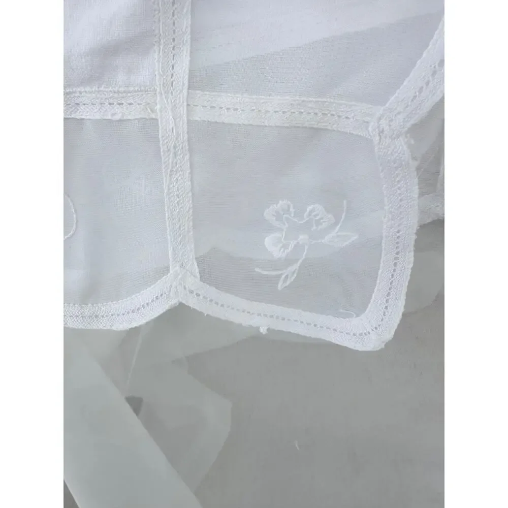 Vtg White LINEN Lace Bridal Set Lot 6 Placemats Embroidered Wedding Shower Euc